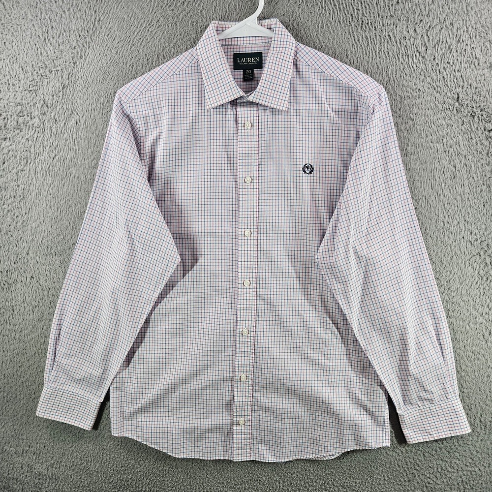 Lauren Ralph Lauren Womens Size 20 Plaid Button Down Dress Shirt Long Sleeve